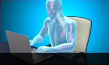 울산자생한방병원 목질환 VDT증후군-정상적인 사람의 컴퓨터 하는 모습입니다.